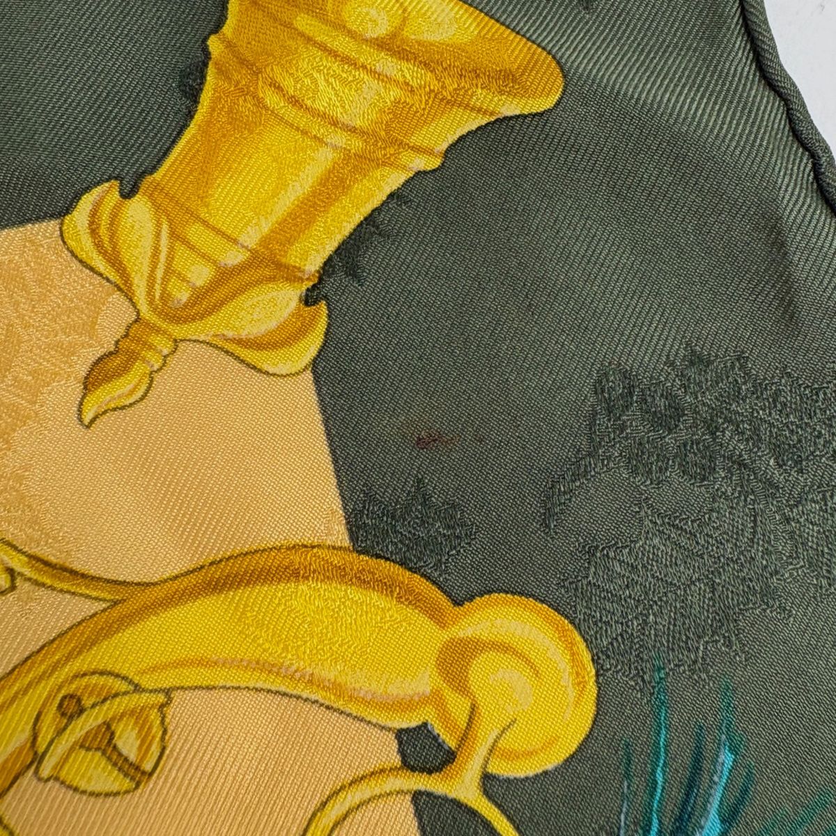 Hermes Carre 90 Plumes Et Grelots Feathers and Bells Scarf Silk Green Multi — view 5