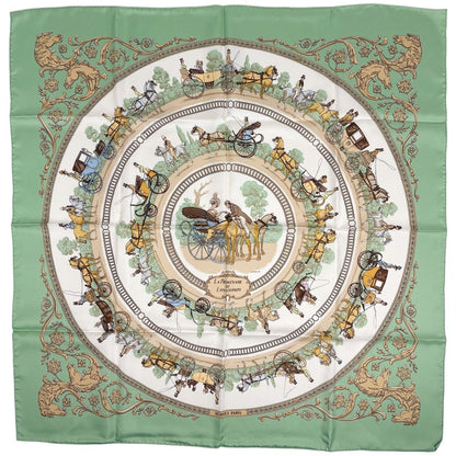Hermes Carre 90 la Promenade de Longchamps Walk to Long Chien Carriage Scarf
