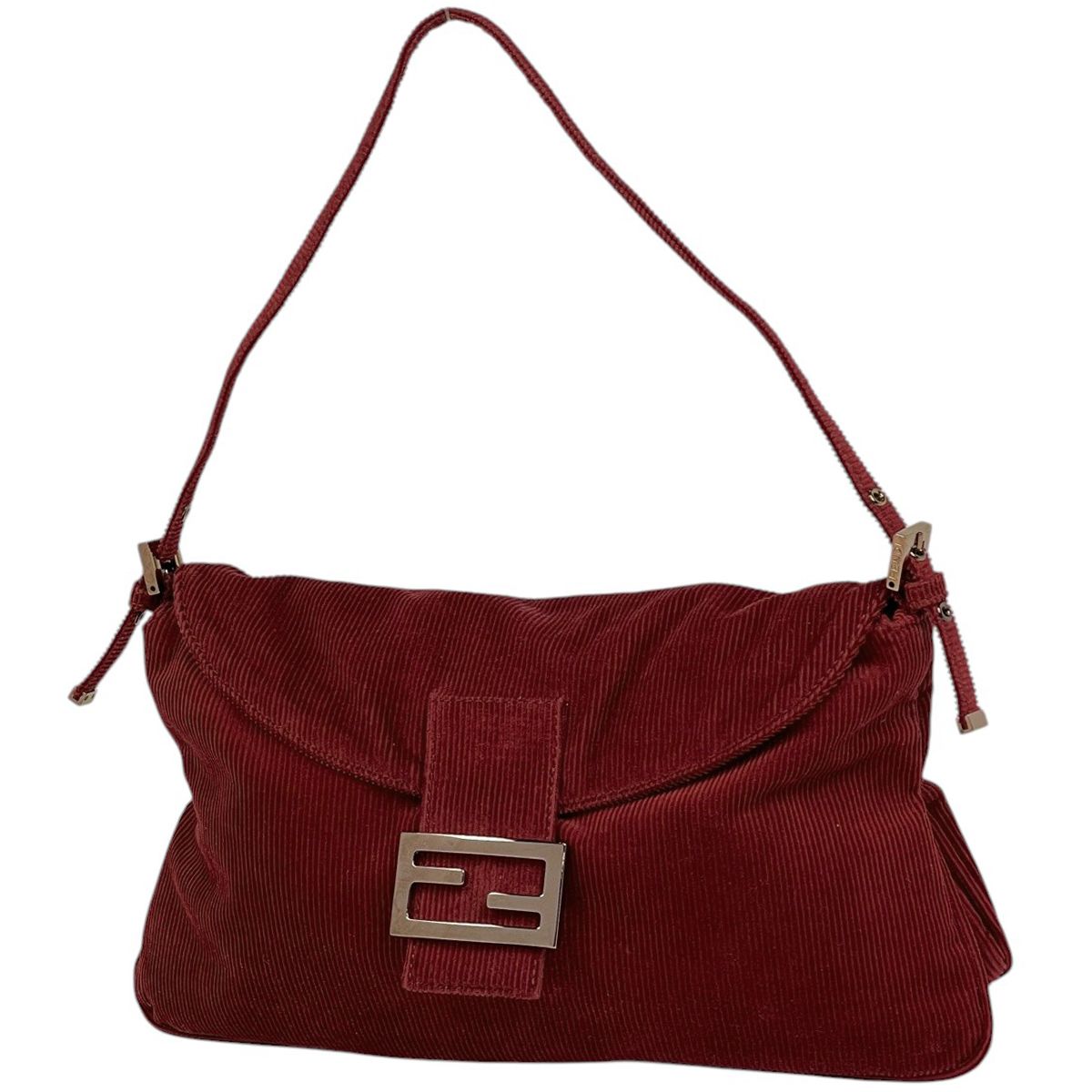 Fendi Zucca Logo Shoulder Bag Corduroy