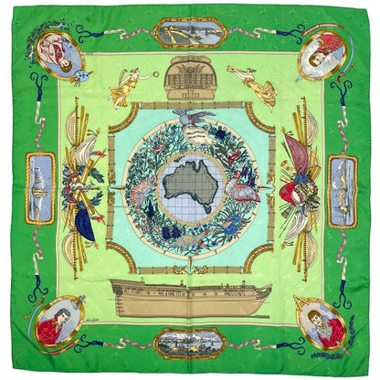 Hermes Carre 90 Orbis Australis Dulces Exuviae Australia Pattern Map Scarf Silk