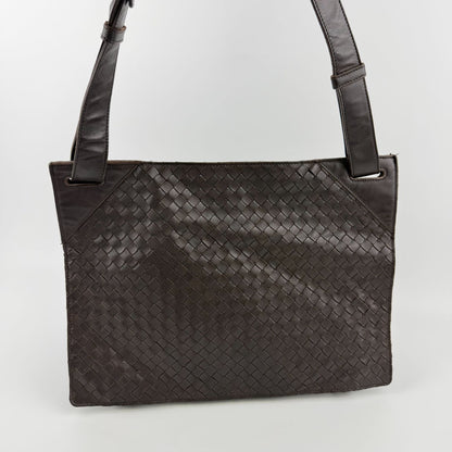 Bottega Veneta Intrecciato Shoulder Bag Crossbody Brown Leather Vintage — view 3
