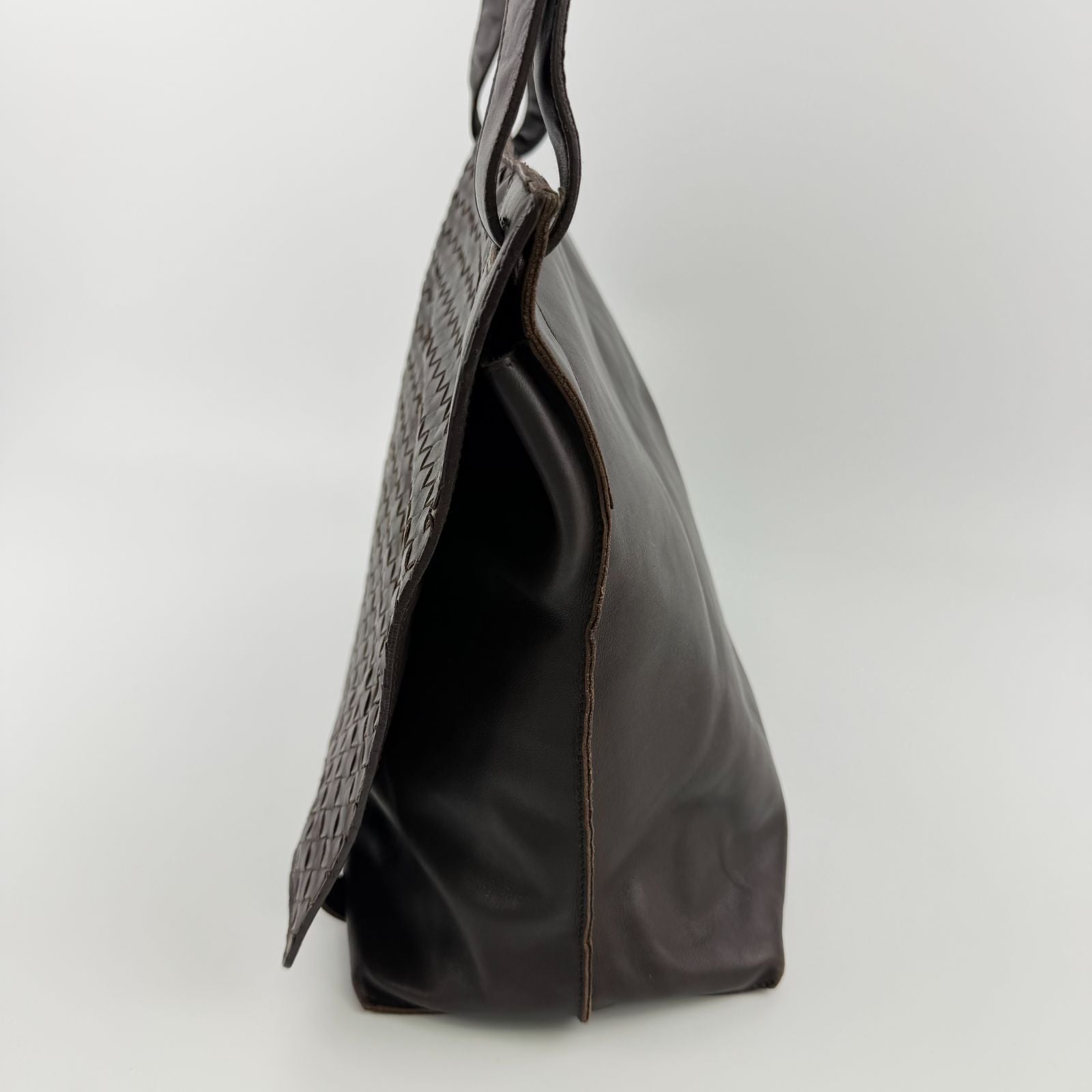 Bottega Veneta Intrecciato Shoulder Bag Crossbody Brown Leather Vintage — view 5