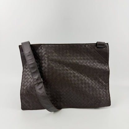 Bottega Veneta Intrecciato Shoulder Bag Crossbody Brown Leather Vintage — view 2