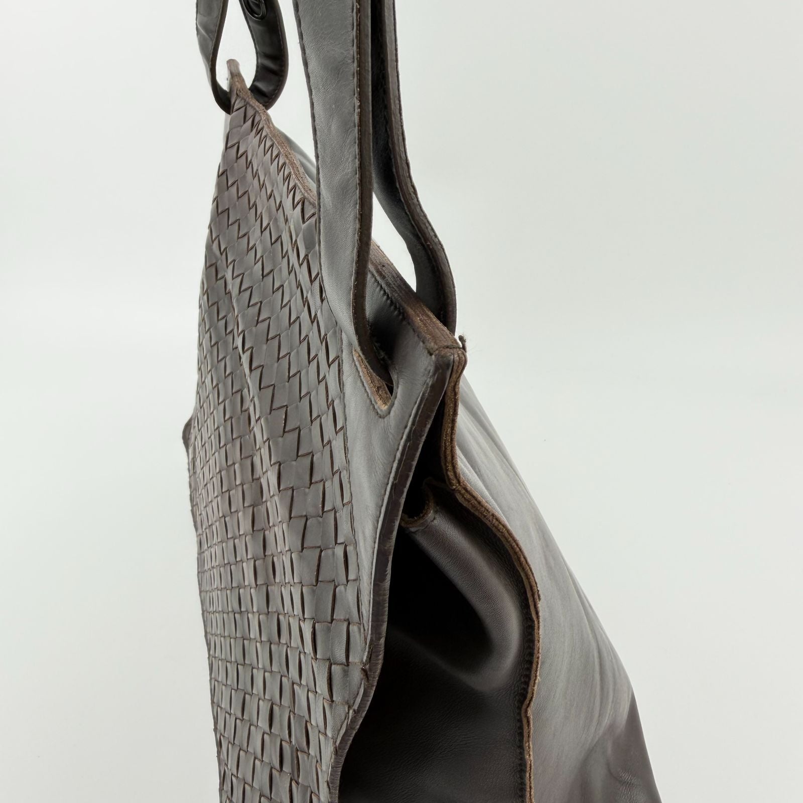 Bottega Veneta Intrecciato Shoulder Bag Crossbody Brown Leather Vintage — view 6