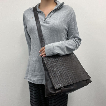 Bottega Veneta Intrecciato Shoulder Bag Crossbody Brown Leather Vintage
