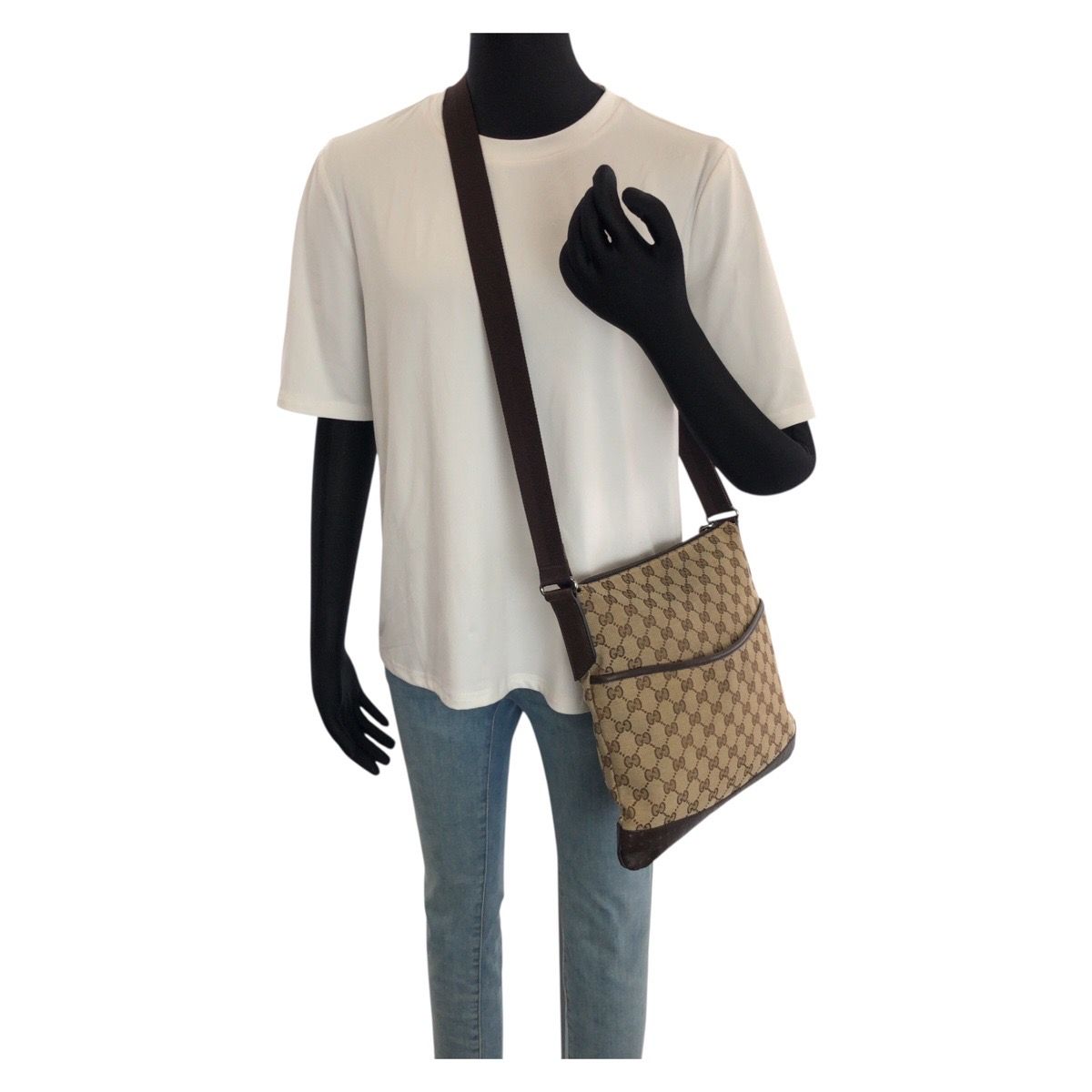 Gucci Beige Brown GG Canvas Leather Shoulder — view 7
