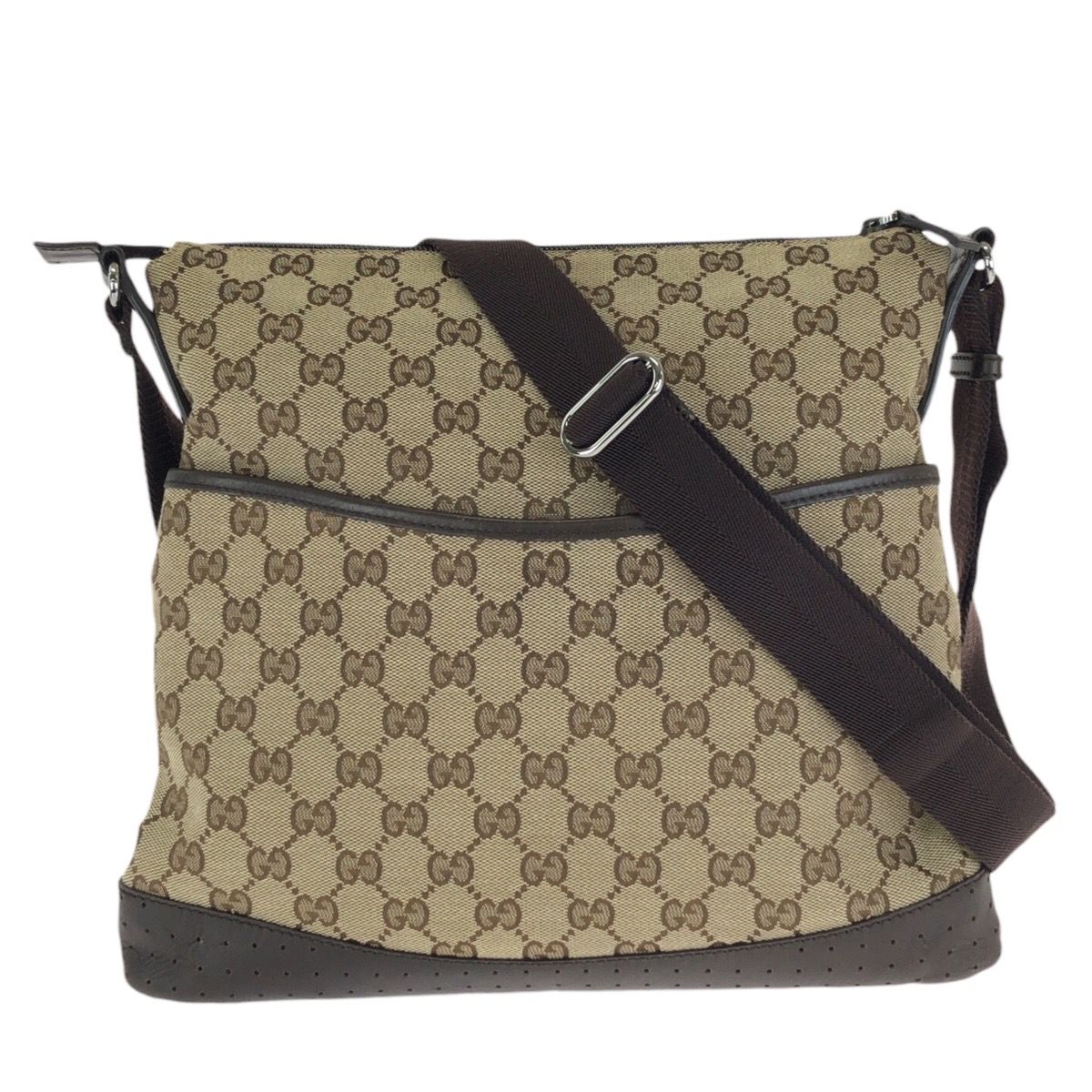 Gucci Beige Brown GG Canvas Leather Shoulder