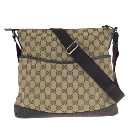 Gucci Beige Brown GG Canvas Leather Shoulder