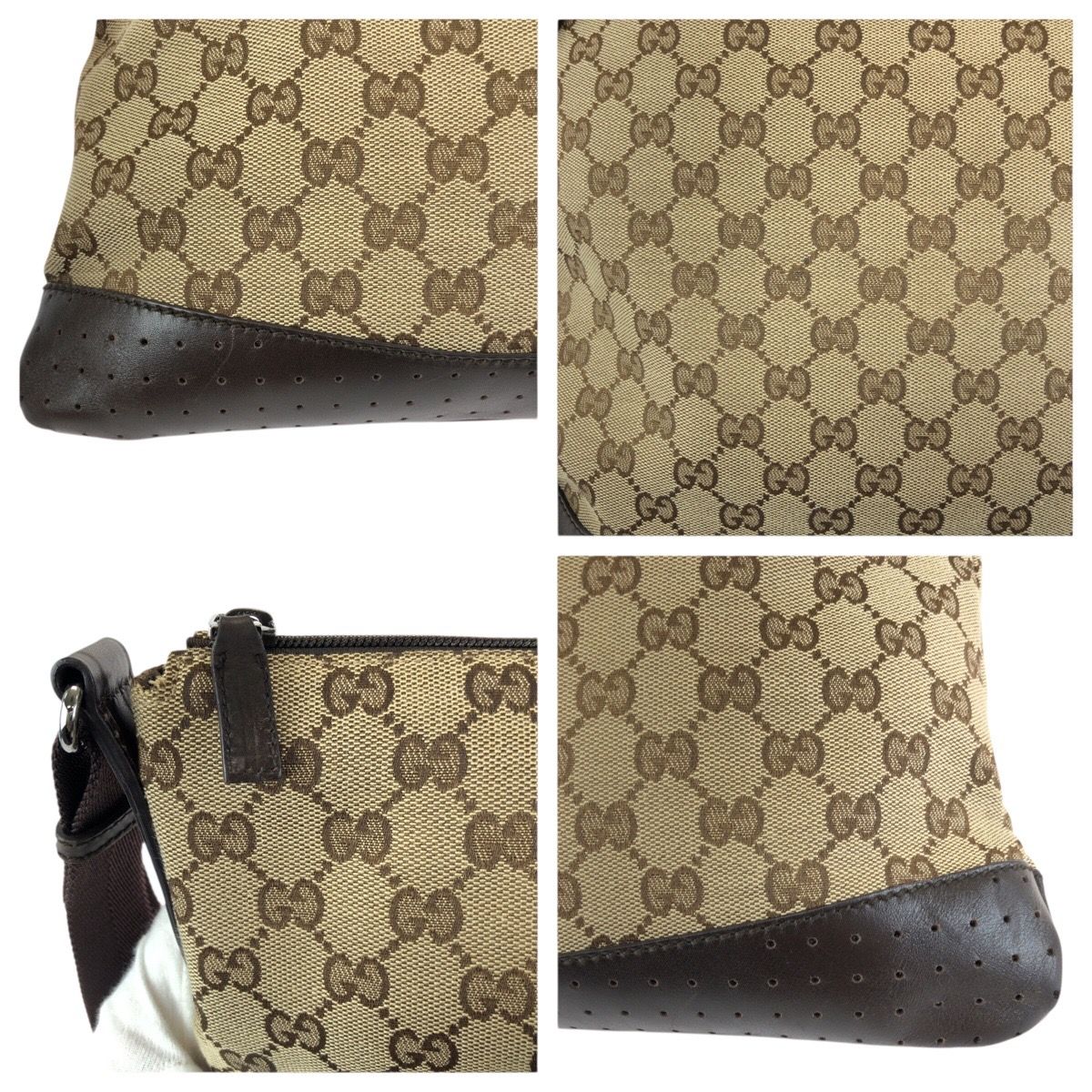 Gucci Beige Brown GG Canvas Leather Shoulder — view 6