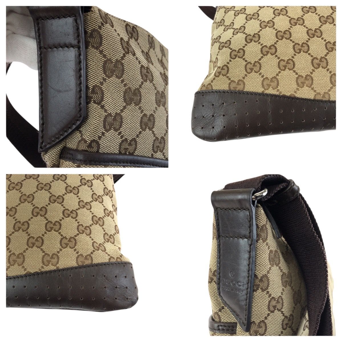 Gucci Beige Brown GG Canvas Leather Shoulder — view 5