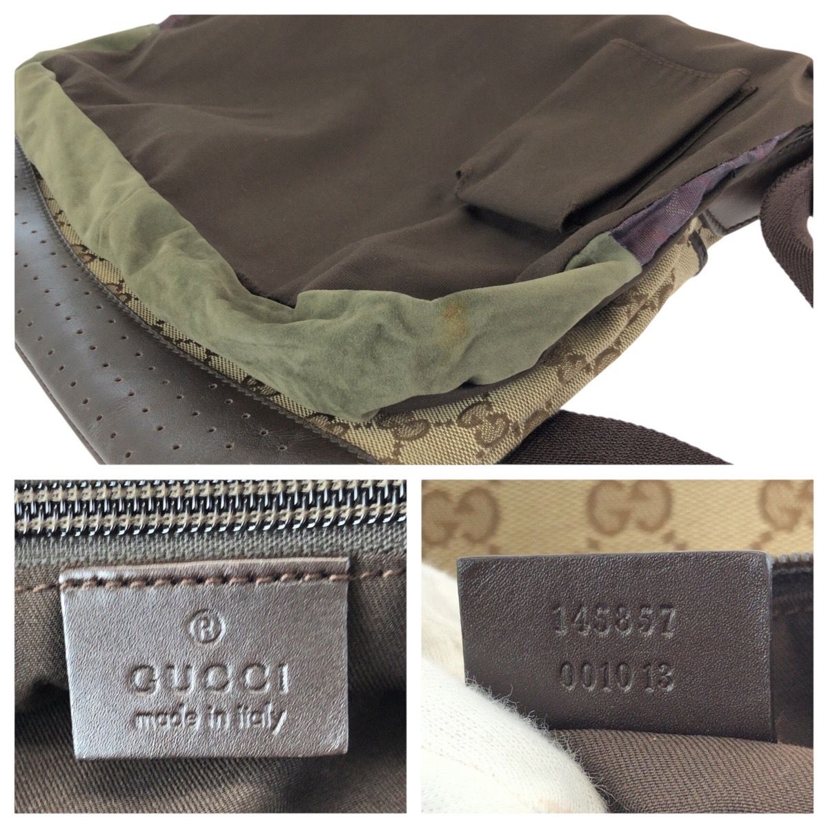 Gucci Beige Brown GG Canvas Leather Shoulder — view 4