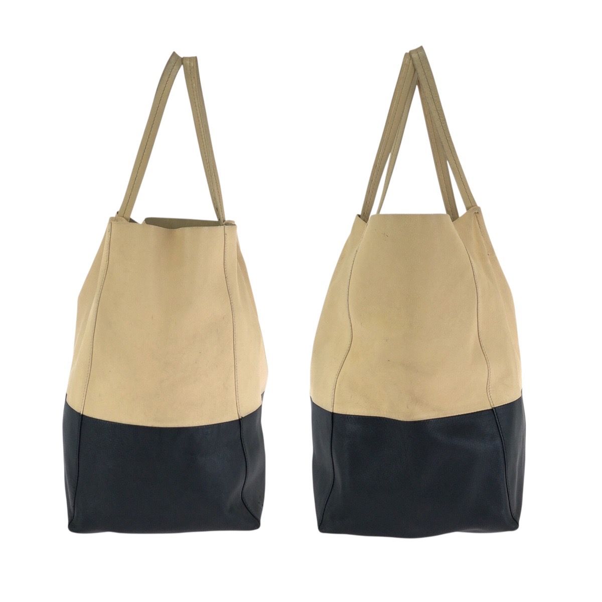 Celine Horizontal Cabas Bicolor Beige Black Gold Leather Tote Shoulder — view 8