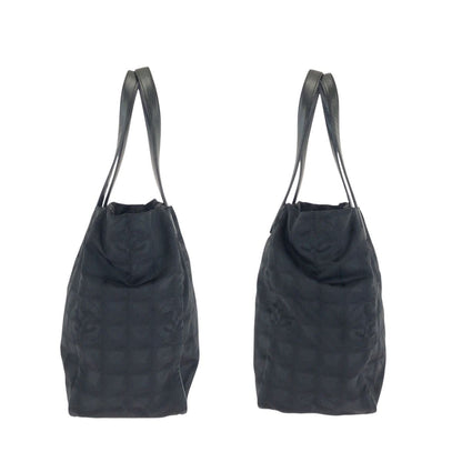 Chanel Vintage New Travel Line MM CC Logo Black Gold Nylon Leather Tote — view 8