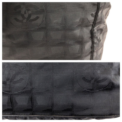 Chanel Vintage New Travel Line MM CC Logo Black Gold Nylon Leather Tote — view 5