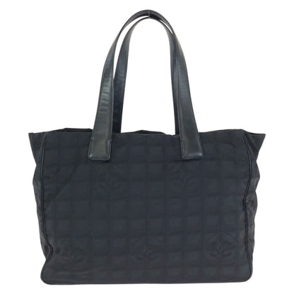 Chanel Vintage New Travel Line MM CC Logo Black Gold Nylon Leather Tote — view 2