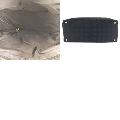 Chanel Vintage New Travel Line MM CC Logo Black Gold Nylon Leather Tote — view 9
