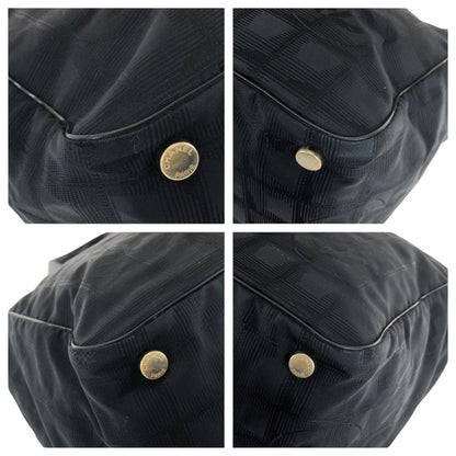 Chanel Vintage New Travel Line MM CC Logo Black Gold Nylon Leather Tote — view 3