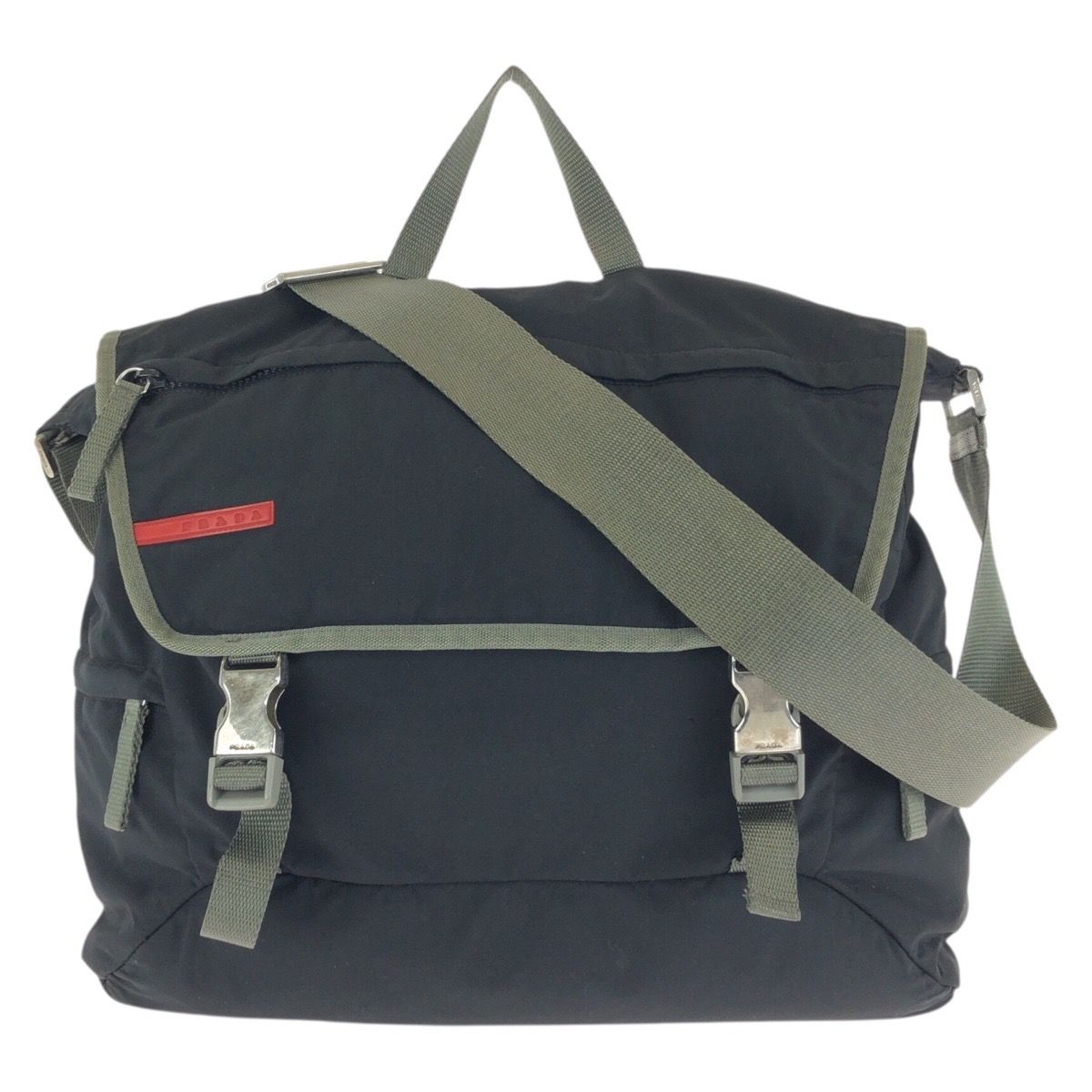 Prada Sports Line Black Gray Silver Nylon Shoulder