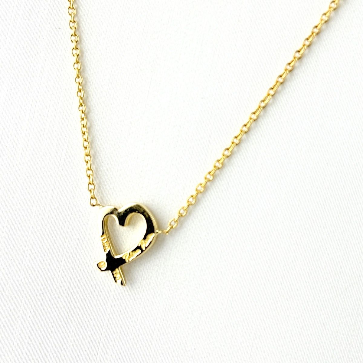 Tiffany & Co Rubbing Heart Necklace YG Yellow Gold Pendant Elsa Peretti 750 — view 2