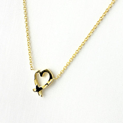 Tiffany & Co Rubbing Heart Necklace YG Yellow Gold Pendant Elsa Peretti 750 — view 2