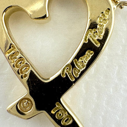 Tiffany & Co Rubbing Heart Necklace YG Yellow Gold Pendant Elsa Peretti 750 — view 5