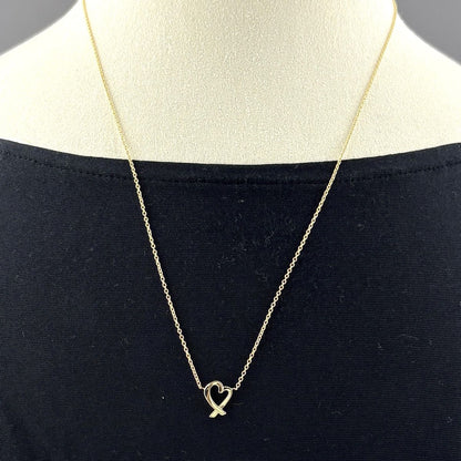 Tiffany & Co Rubbing Heart Necklace YG Yellow Gold Pendant Elsa Peretti 750 — view 3