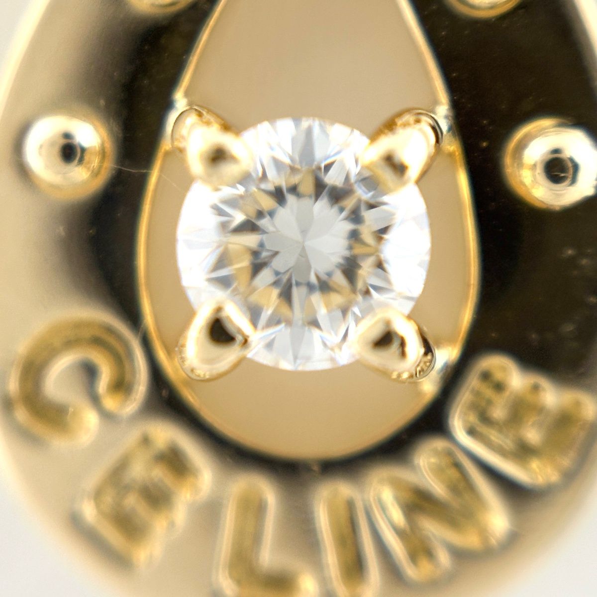 Celine Pave Diamond Necklace YG Yellow Gold Pendant — view 2