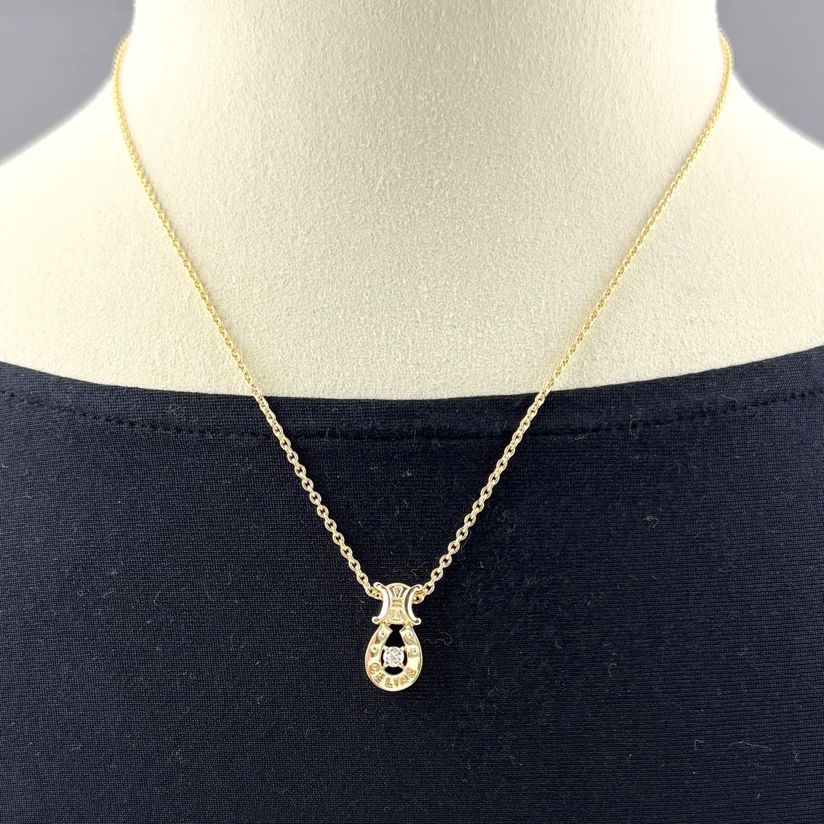 Celine Pave Diamond Necklace YG Yellow Gold Pendant — view 4