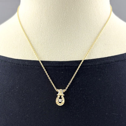 Celine Pave Diamond Necklace YG Yellow Gold Pendant — view 4