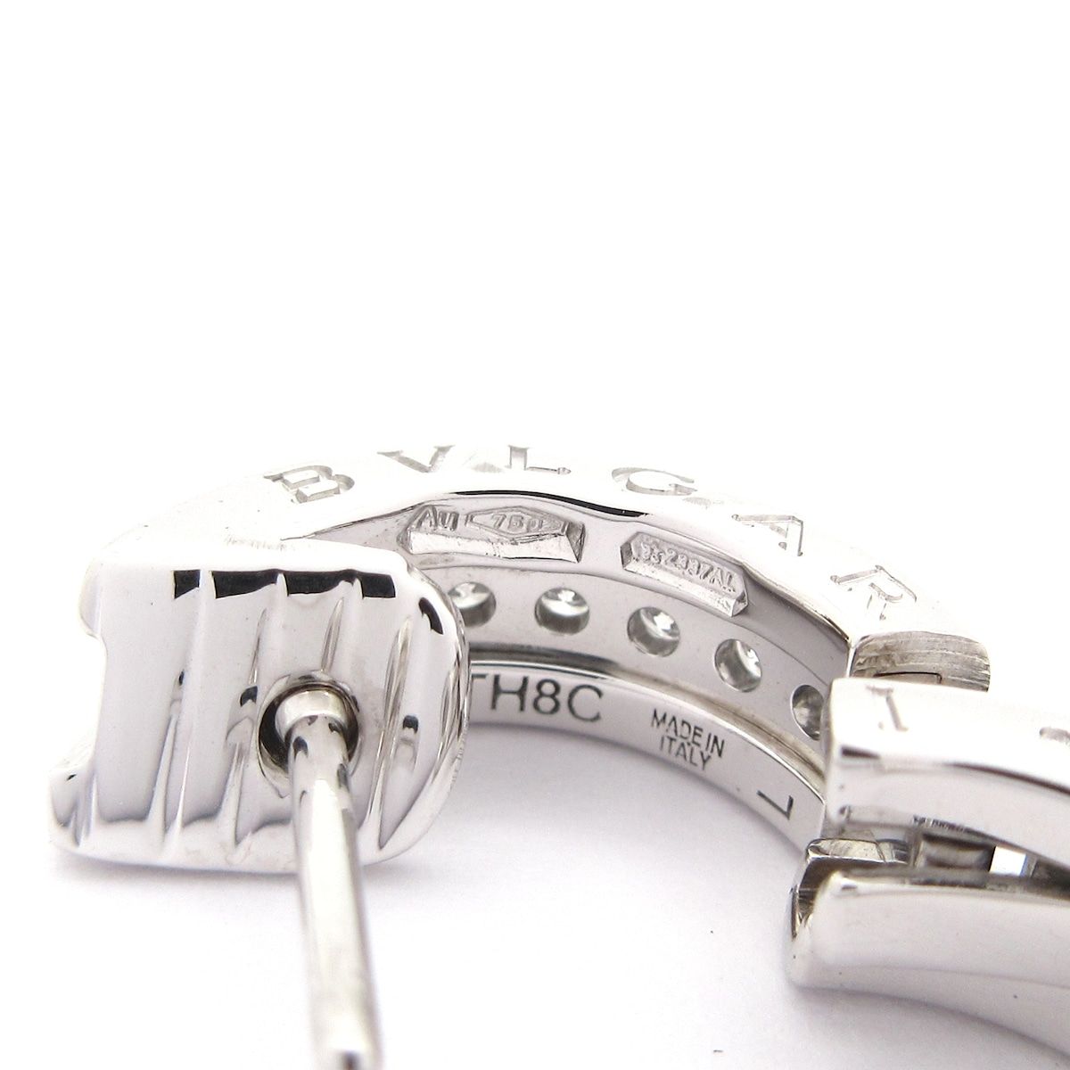 Bvlgari Earrings 18k White Gold Diamond on One Side — view 6