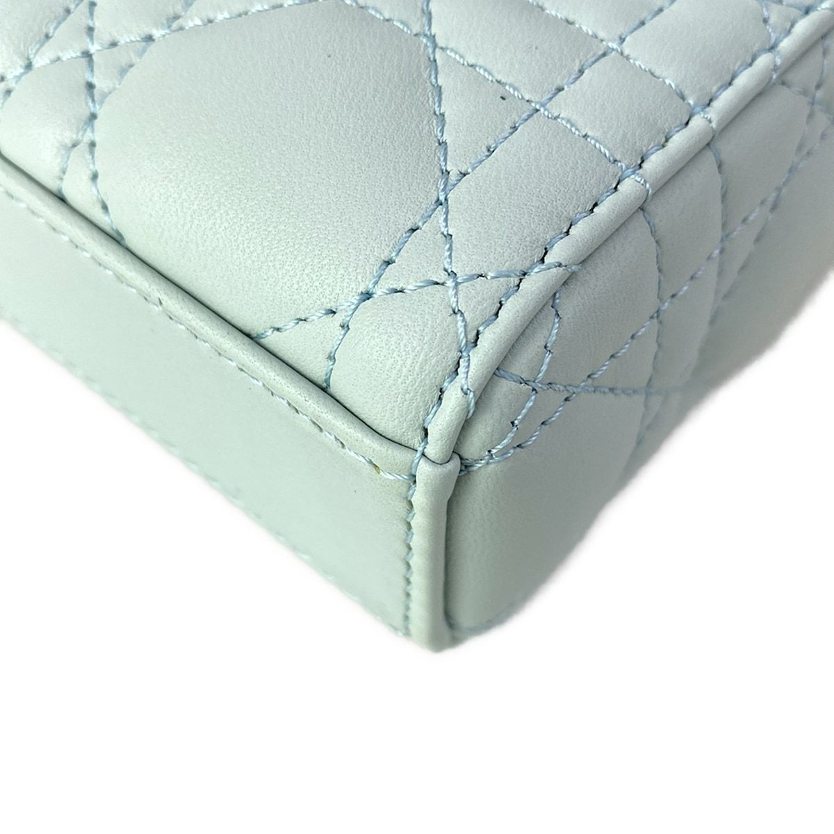 Dior Handbag Lady D-joy Bag Small Light Blue Gold Lambskin — view 9