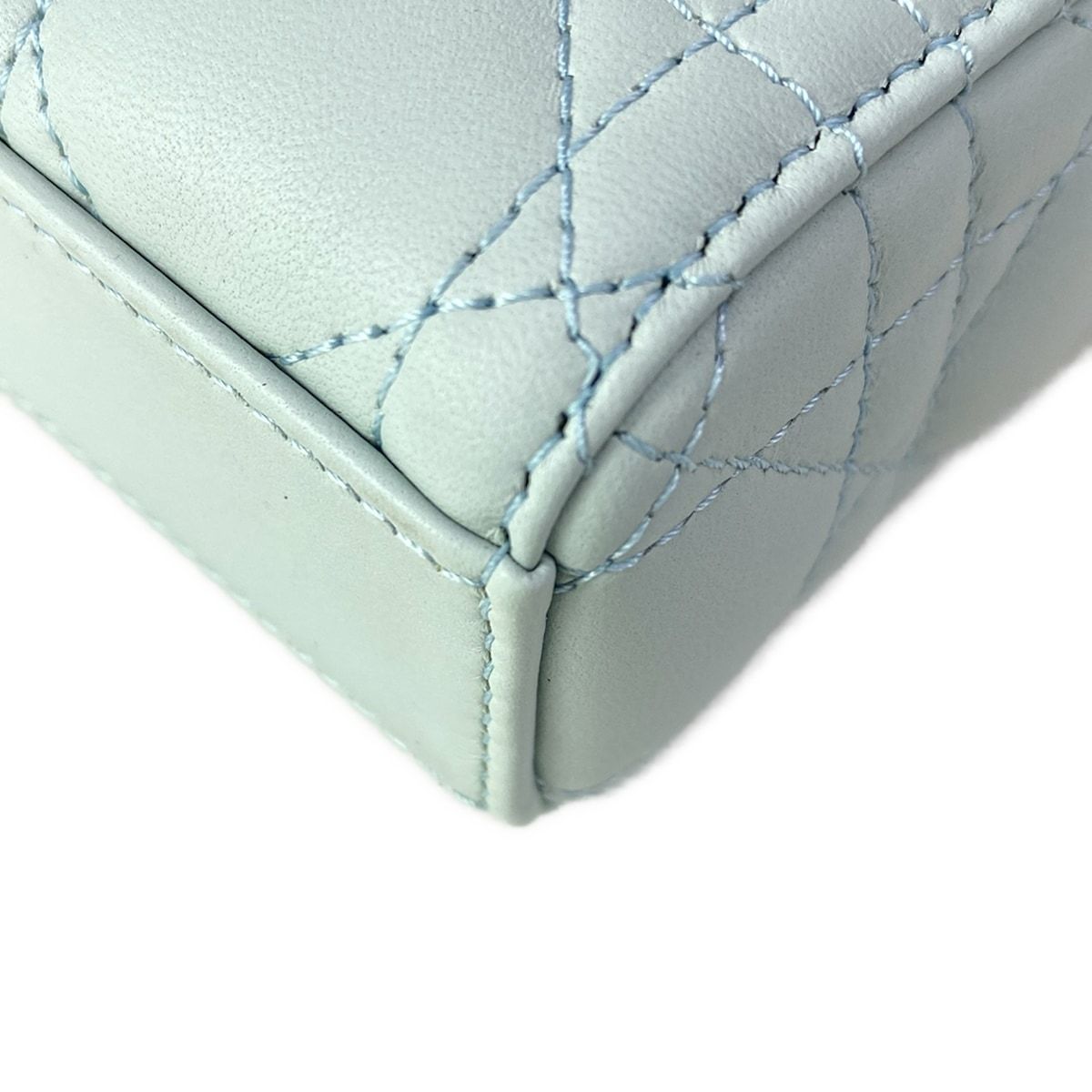 Dior Handbag Lady D-joy Bag Small Light Blue Gold Lambskin — view 7