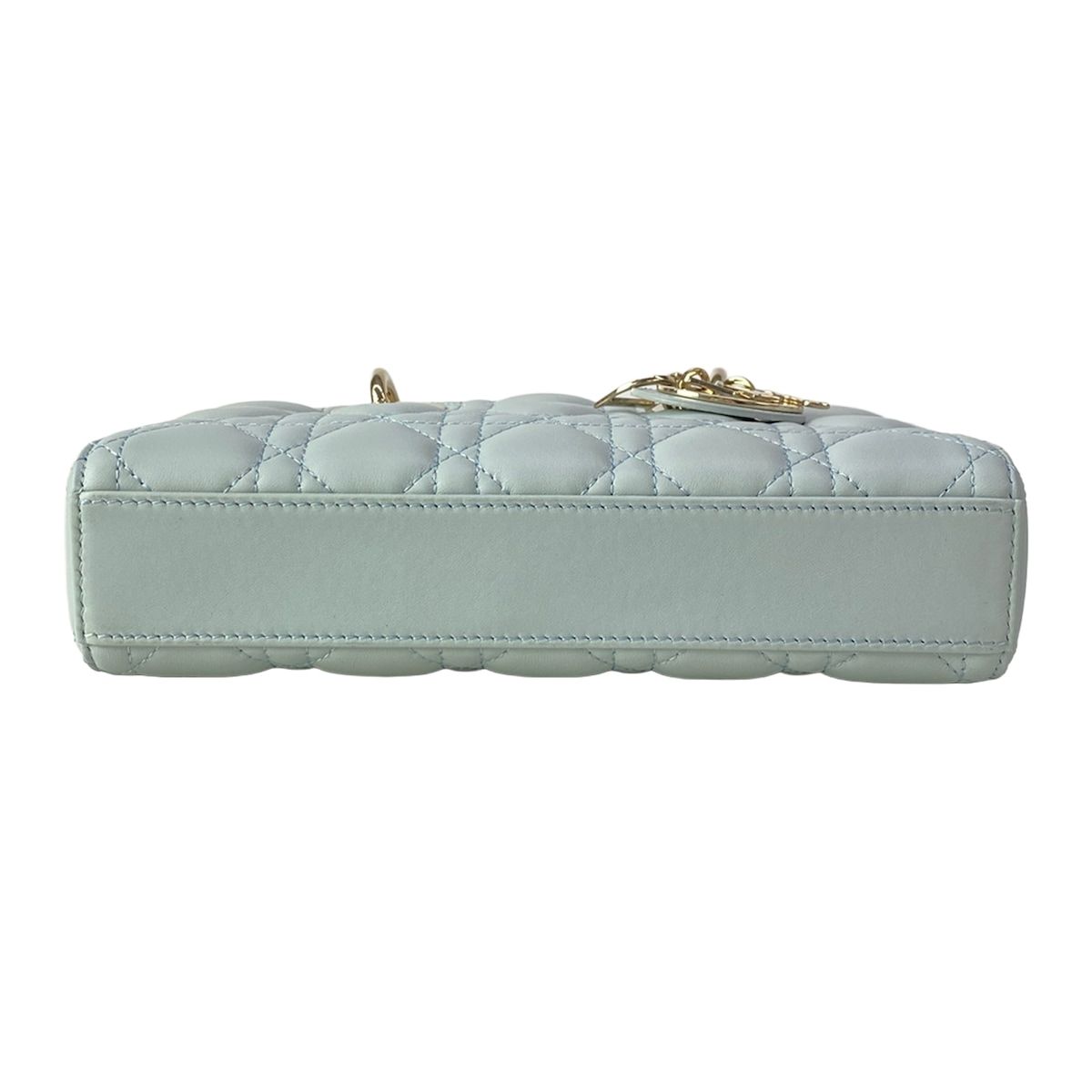 Dior Handbag Lady D-joy Bag Small Light Blue Gold Lambskin — view 5