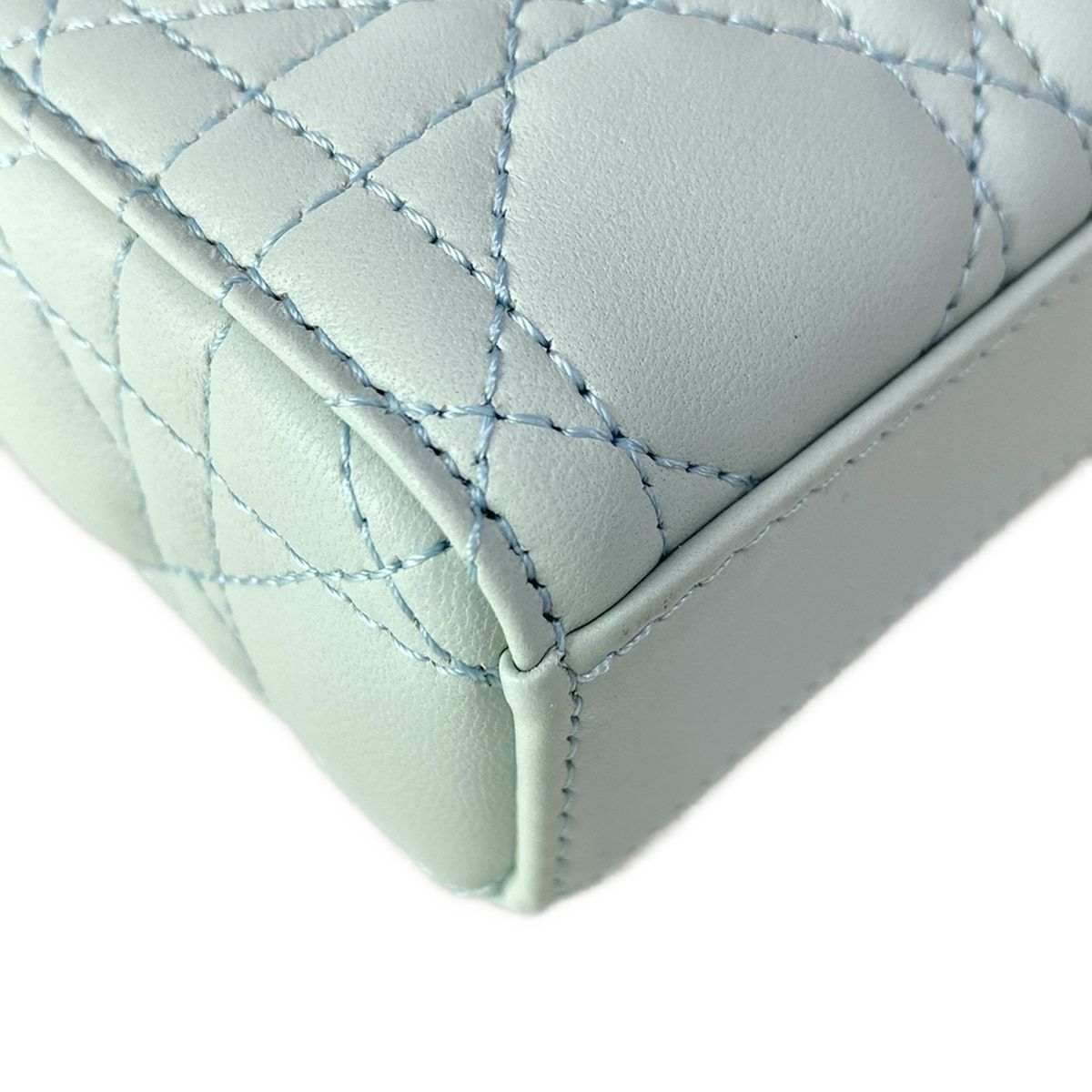 Dior Handbag Lady D-joy Bag Small Light Blue Gold Lambskin — view 6