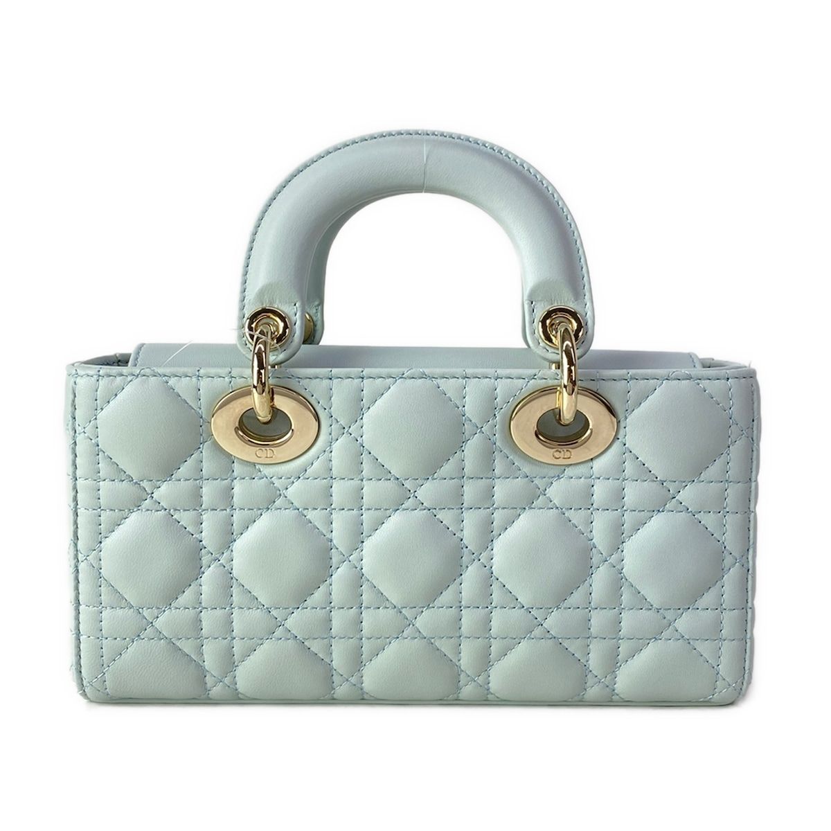 Dior Handbag Lady D-joy Bag Small Light Blue Gold Lambskin — view 3