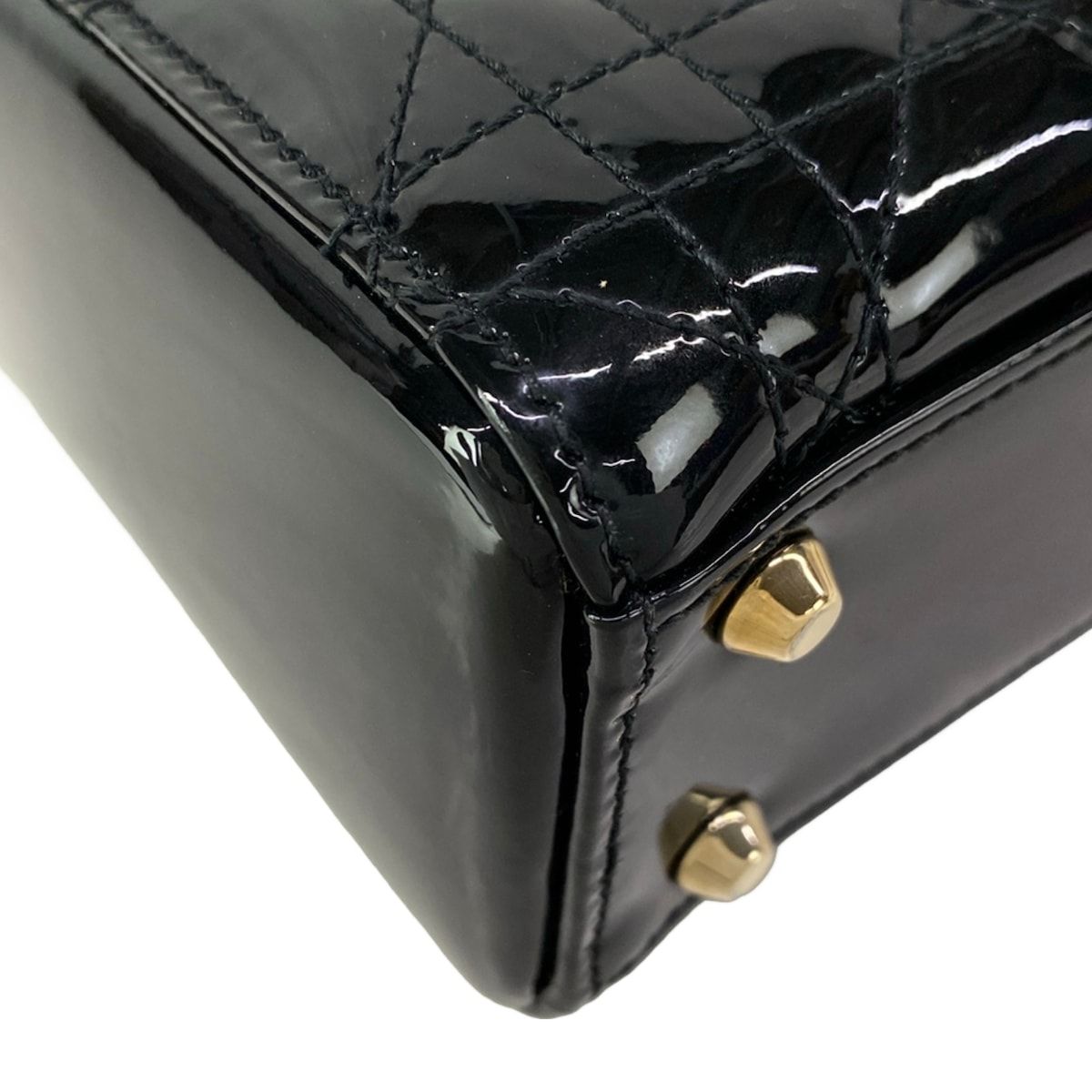 Dior Lady Mini Bag Black Gold Leather — view 8