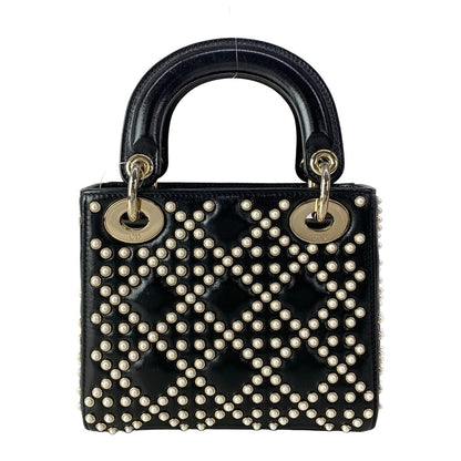 Dior Lady Mini Bag Black Ivory Leather — view 3
