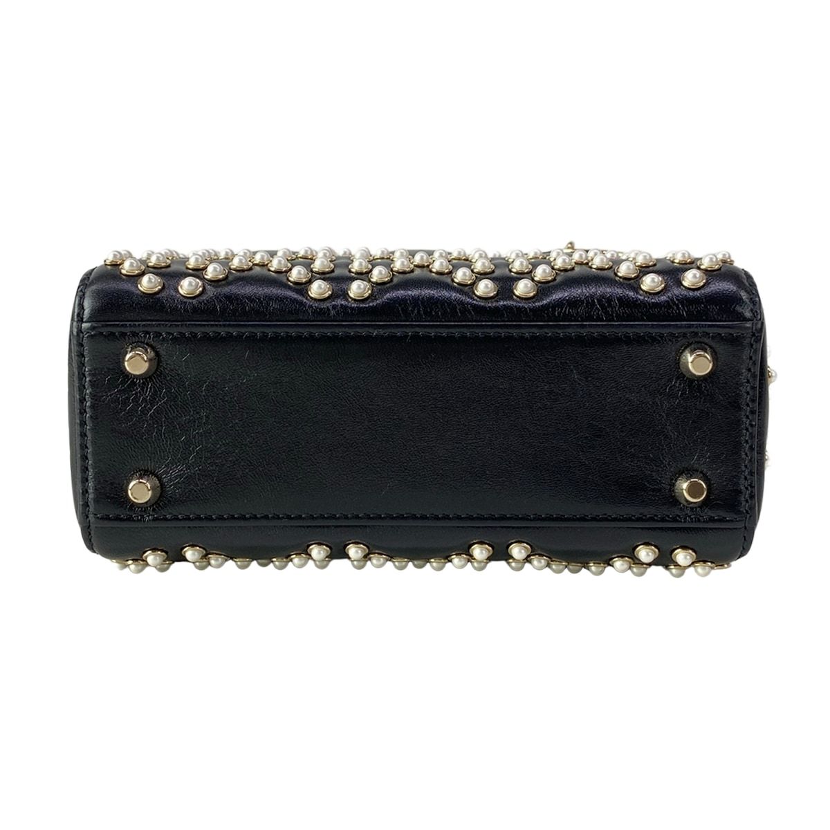 Dior Lady Mini Bag Black Ivory Leather — view 5