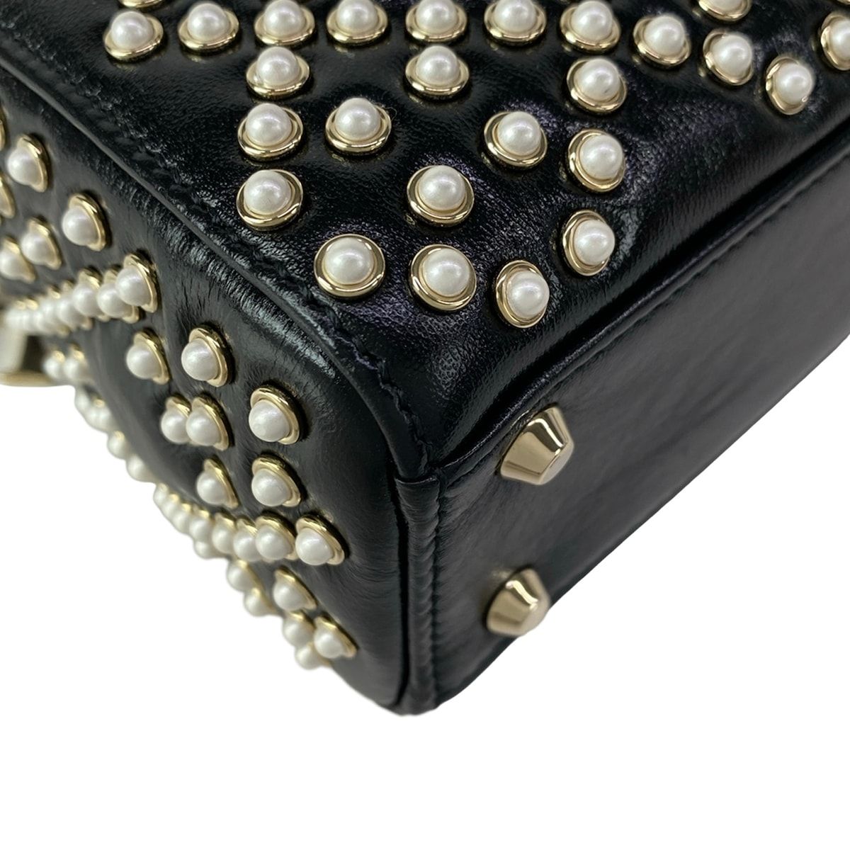 Dior Lady Mini Bag Black Ivory Leather — view 8