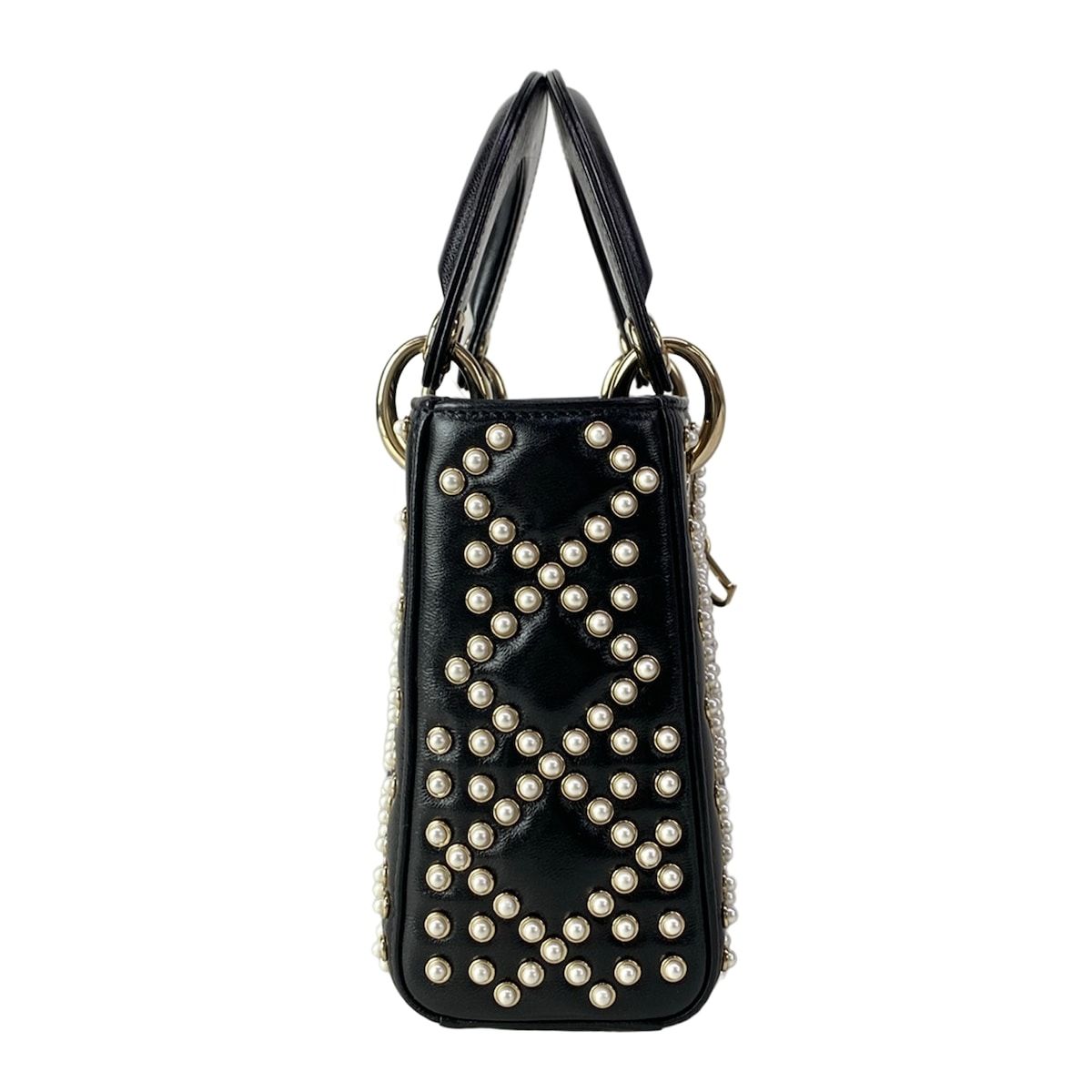 Dior Lady Mini Bag Black Ivory Leather — view 2
