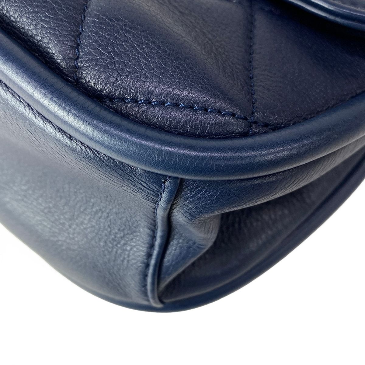 Chanel Shoulder Bag Quilted Half Moon Navy Chain Matte Togo Metal — view 7