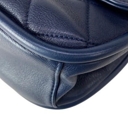 Chanel Shoulder Bag Quilted Half Moon Navy Chain Matte Togo Metal — view 7