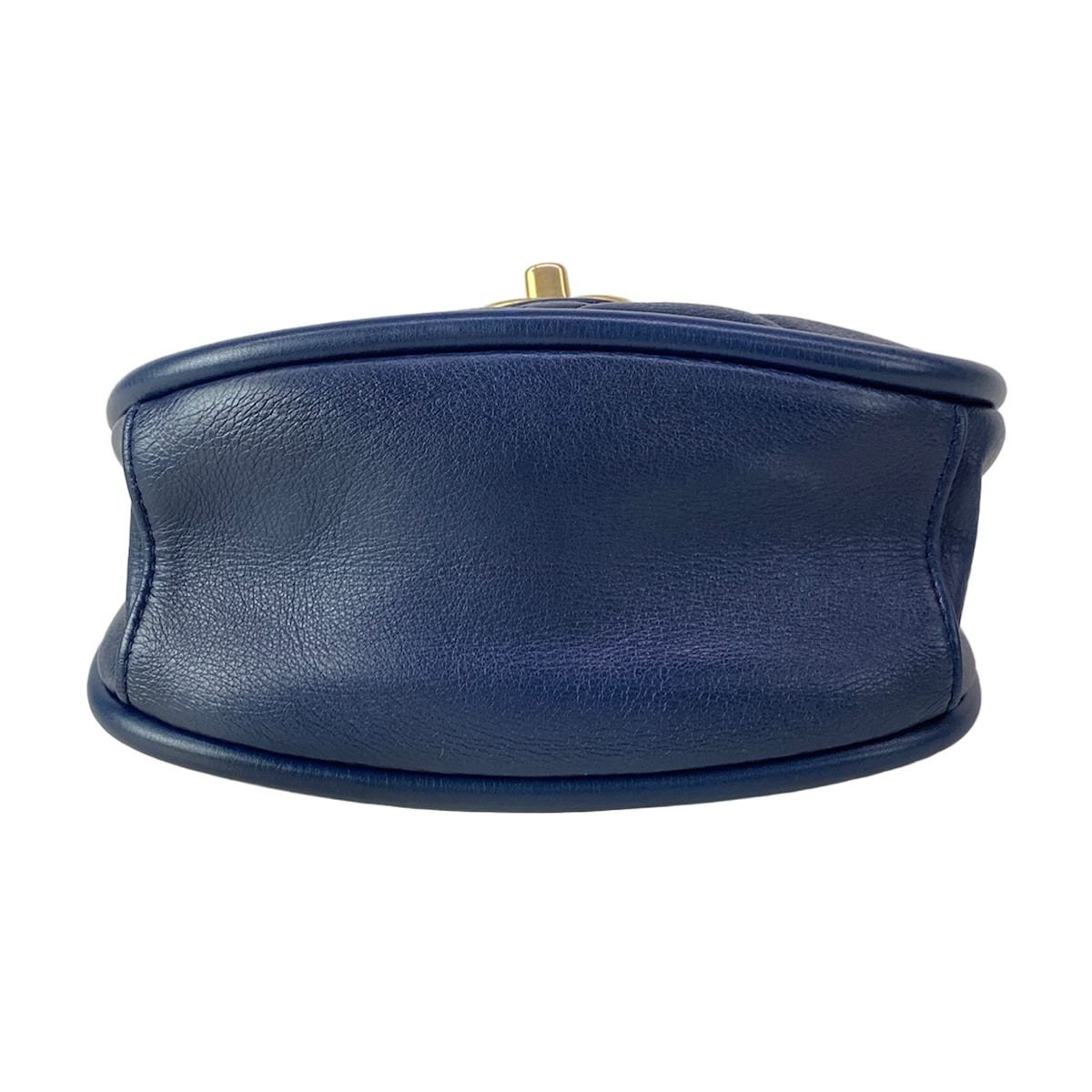 Chanel Shoulder Bag Quilted Half Moon Navy Chain Matte Togo Metal — view 5