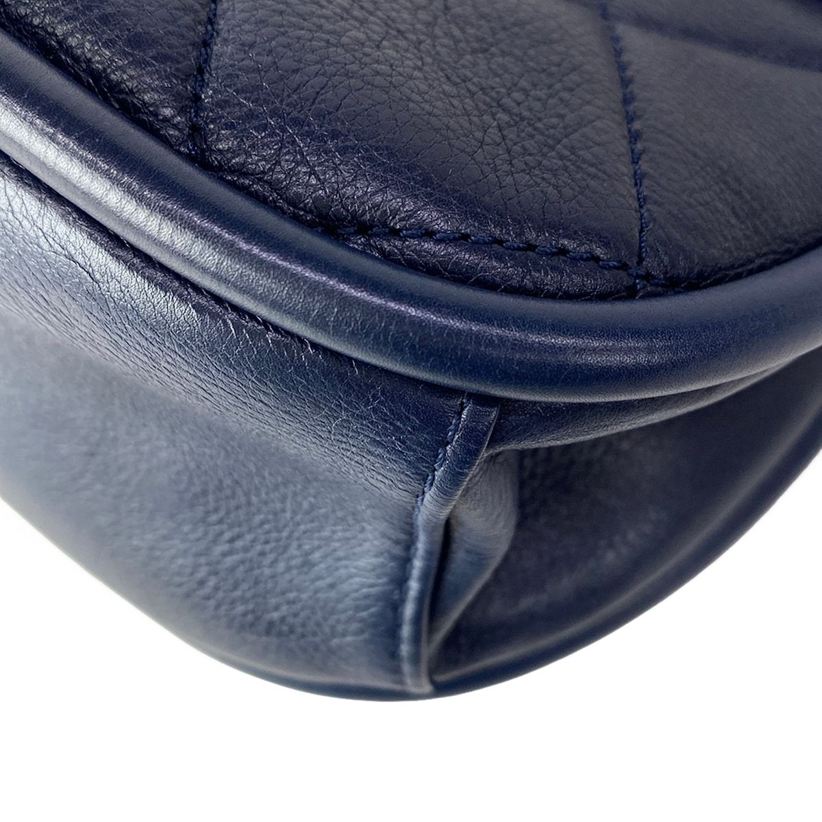 Chanel Shoulder Bag Quilted Half Moon Navy Chain Matte Togo Metal — view 9