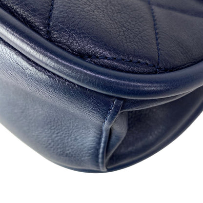 Chanel Shoulder Bag Quilted Half Moon Navy Chain Matte Togo Metal — view 9