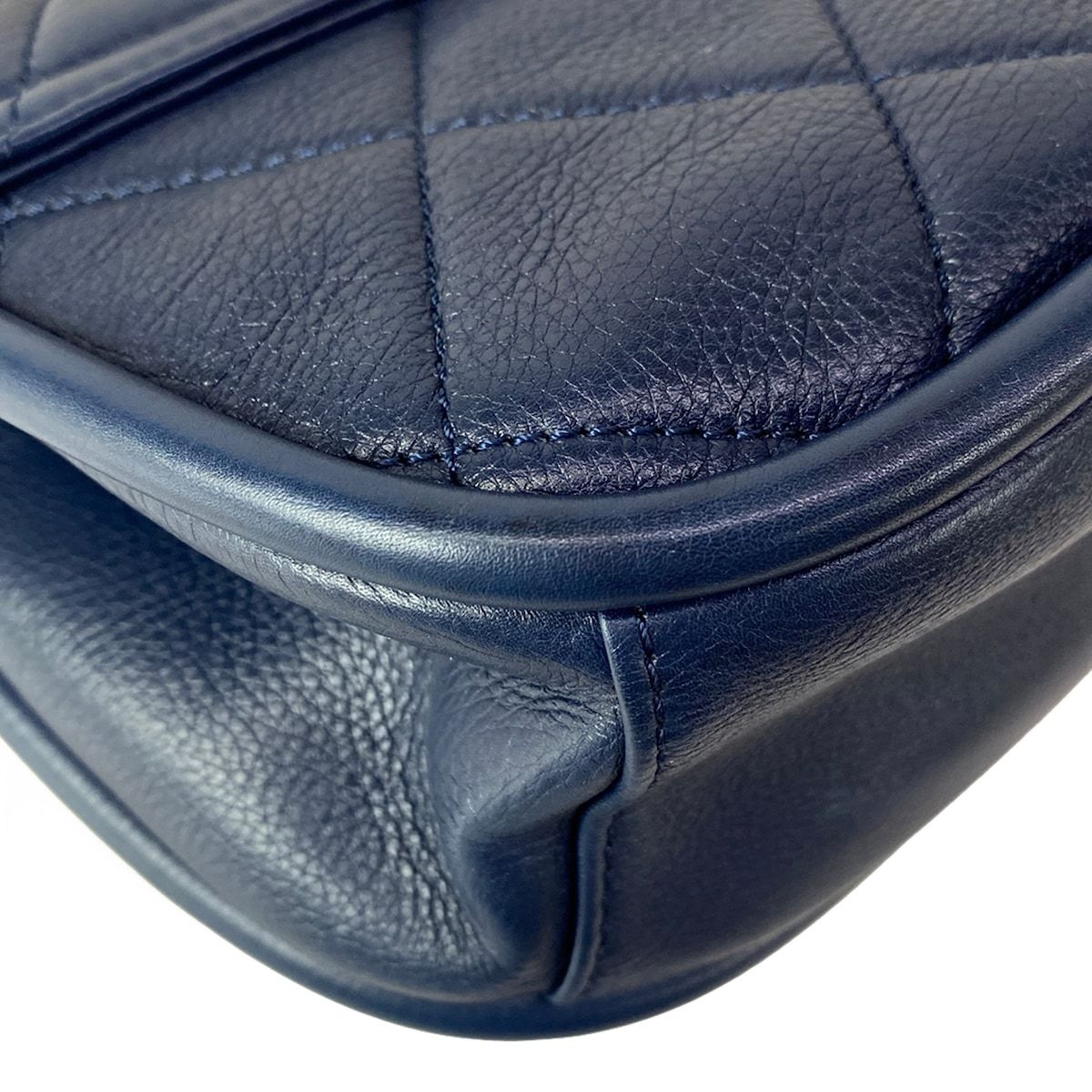 Chanel Shoulder Bag Quilted Half Moon Navy Chain Matte Togo Metal — view 8