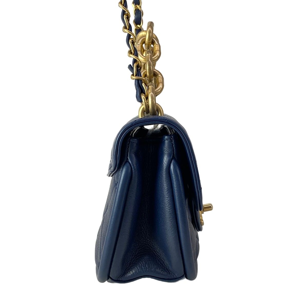 Chanel Shoulder Bag Quilted Half Moon Navy Chain Matte Togo Metal — view 2