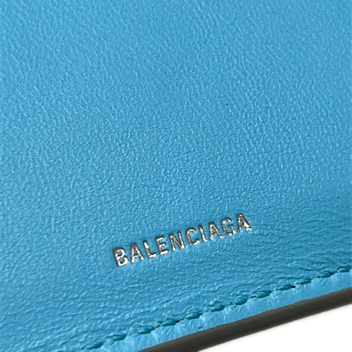 Balenciaga Trifold Wallet Envelope Mini Gray Light Blue Leather — view 5