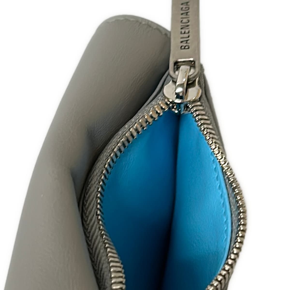 Balenciaga Trifold Wallet Envelope Mini Gray Light Blue Leather — view 4