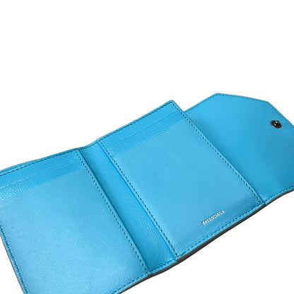 Balenciaga Trifold Wallet Envelope Mini Gray Light Blue Leather — view 3
